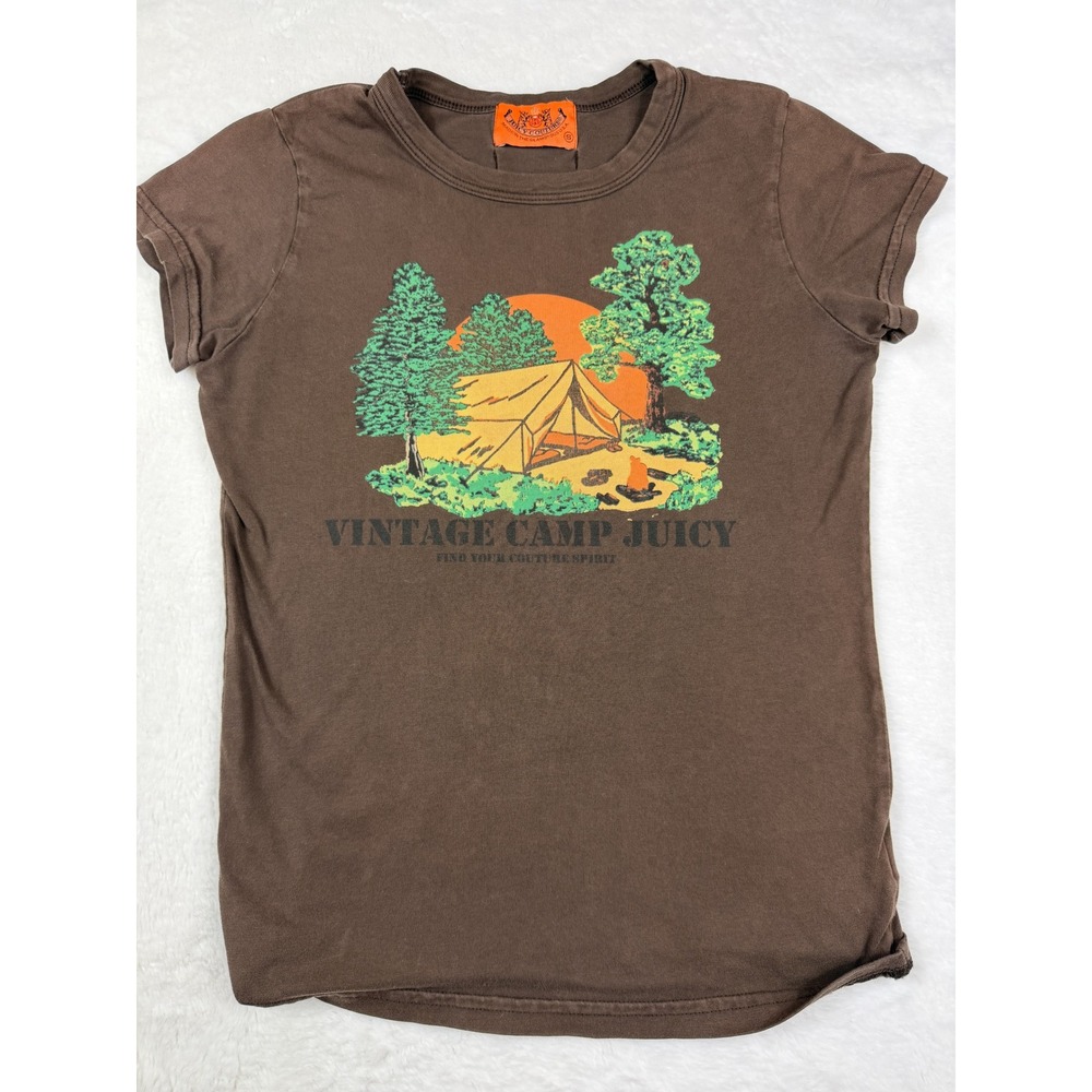 Juicy Couture Brown Vintage Camp Juicy Graphic Short Sleeve Tee Size S
